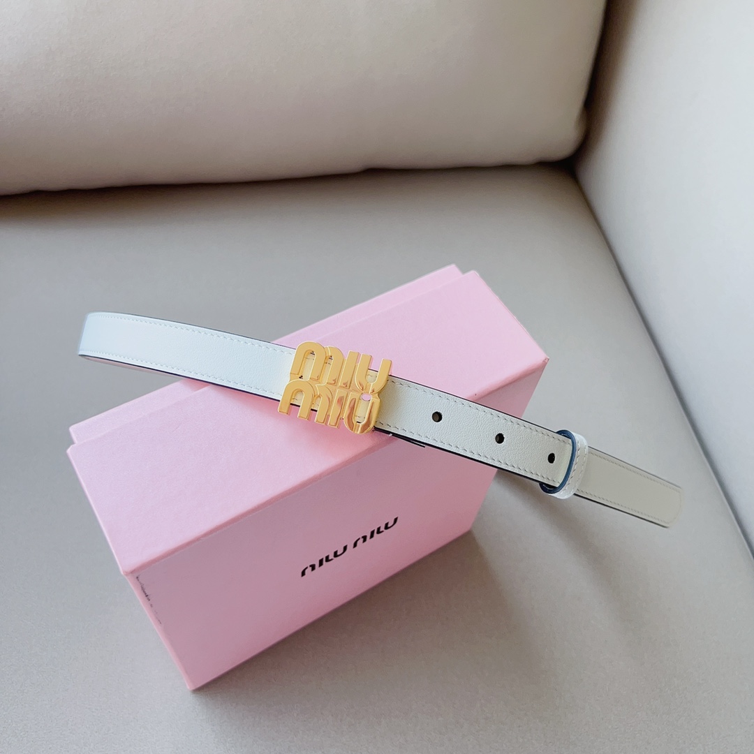 Miumiu Women’s Leather Belt with Copper Emblem for Stylish Upgrade - 图片 6