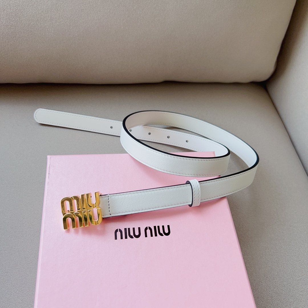 Miumiu Women’s Leather Belt with Copper Emblem for Stylish Upgrade - 图片 7