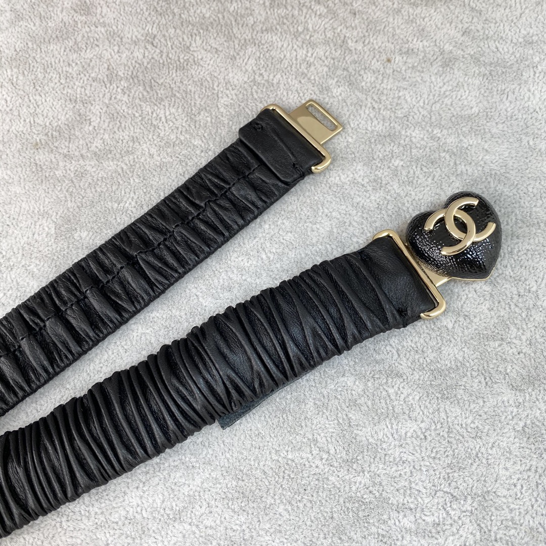 chanel2023浅金色金属羊皮带