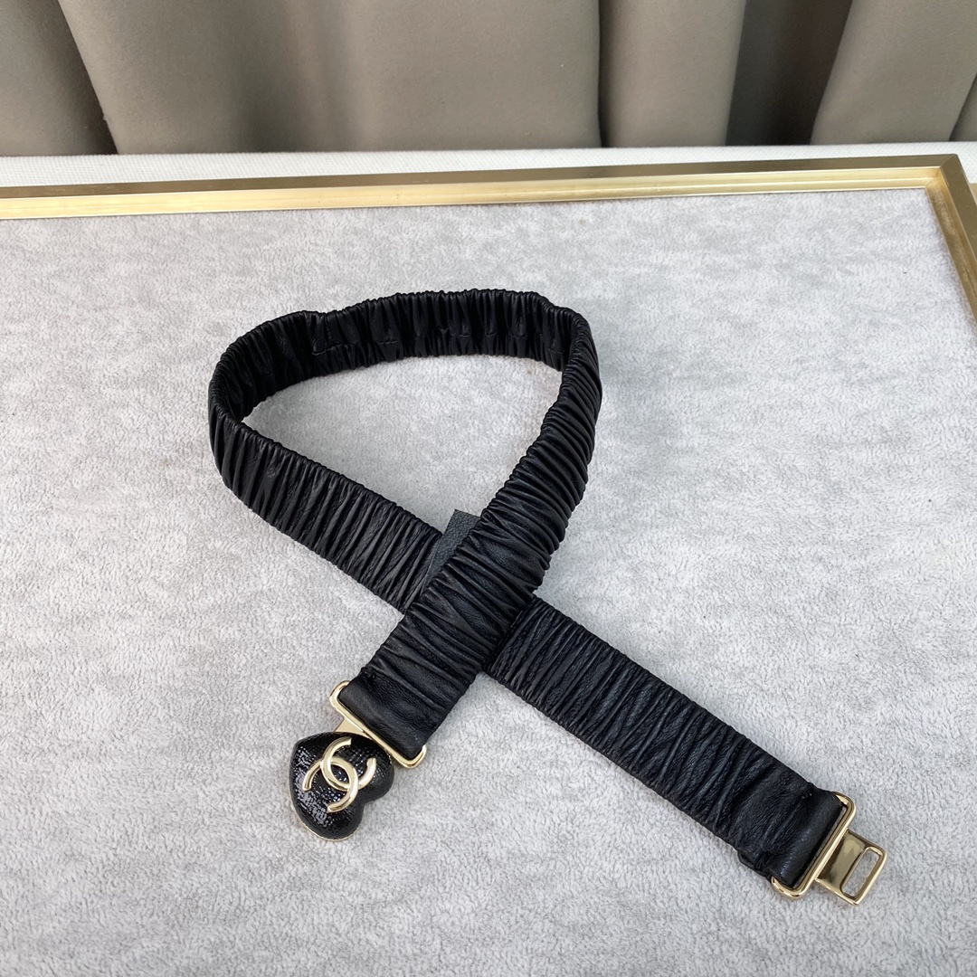 chanel2023浅金色金属羊皮带