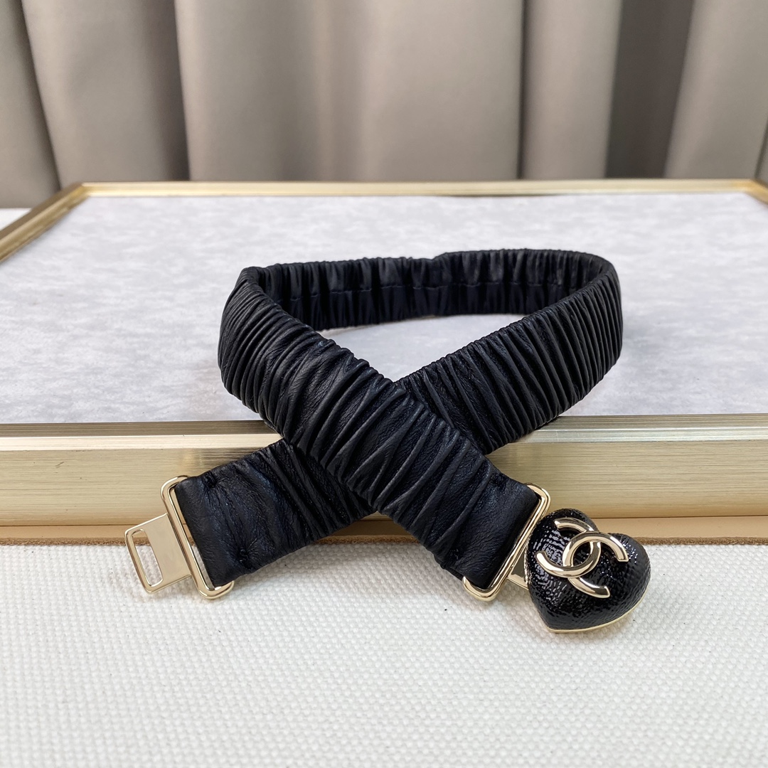 chanel2023浅金色金属羊皮带