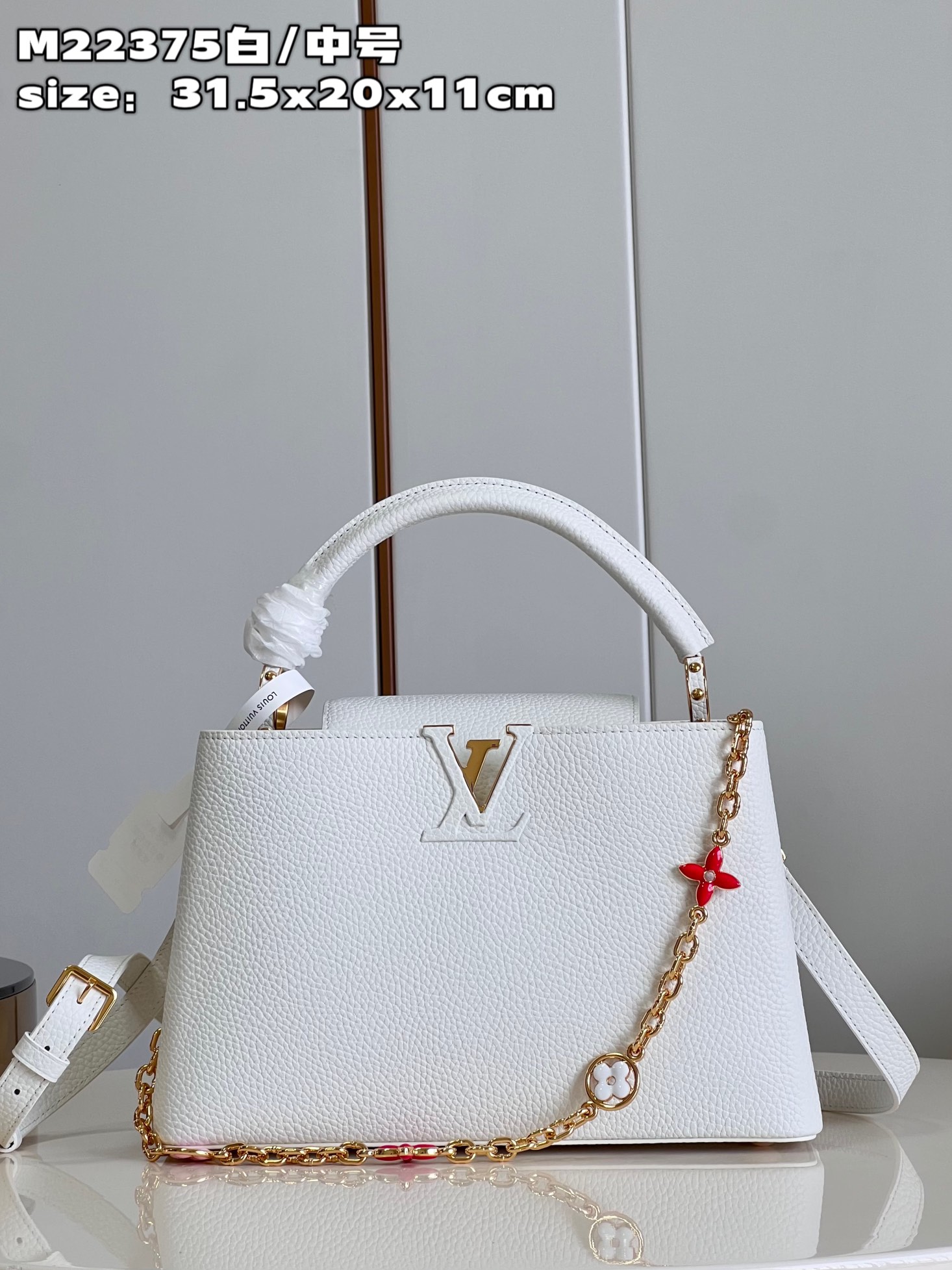 Louis Vuitton LV Capucines Bags Handbags White Taurillon Chains M22375