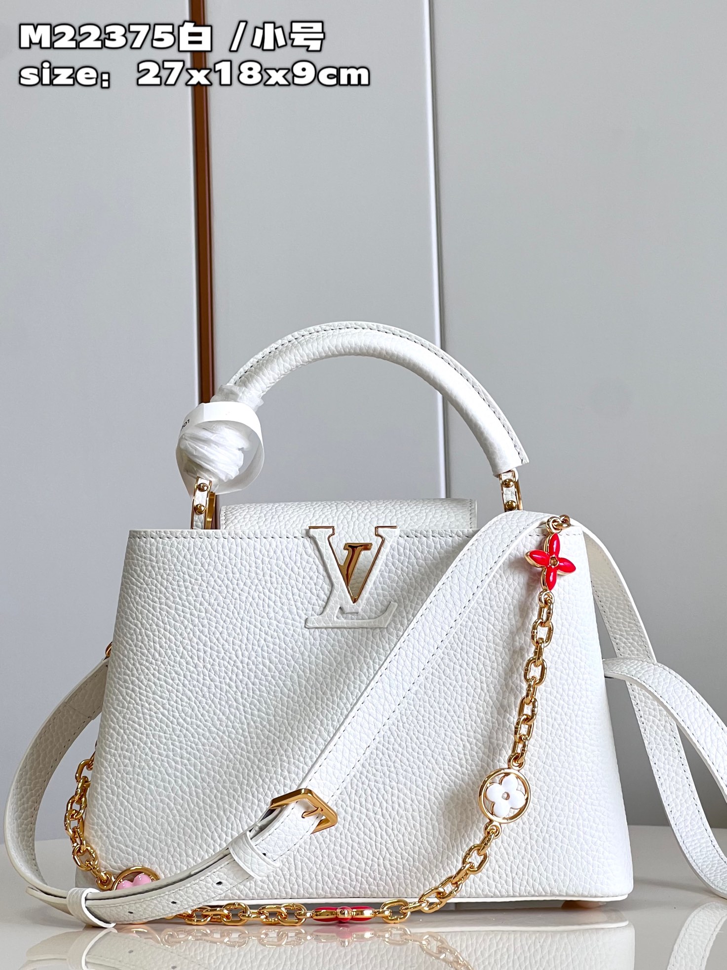 Louis Vuitton LV Capucines Bags Handbags White Taurillon Chains M22375