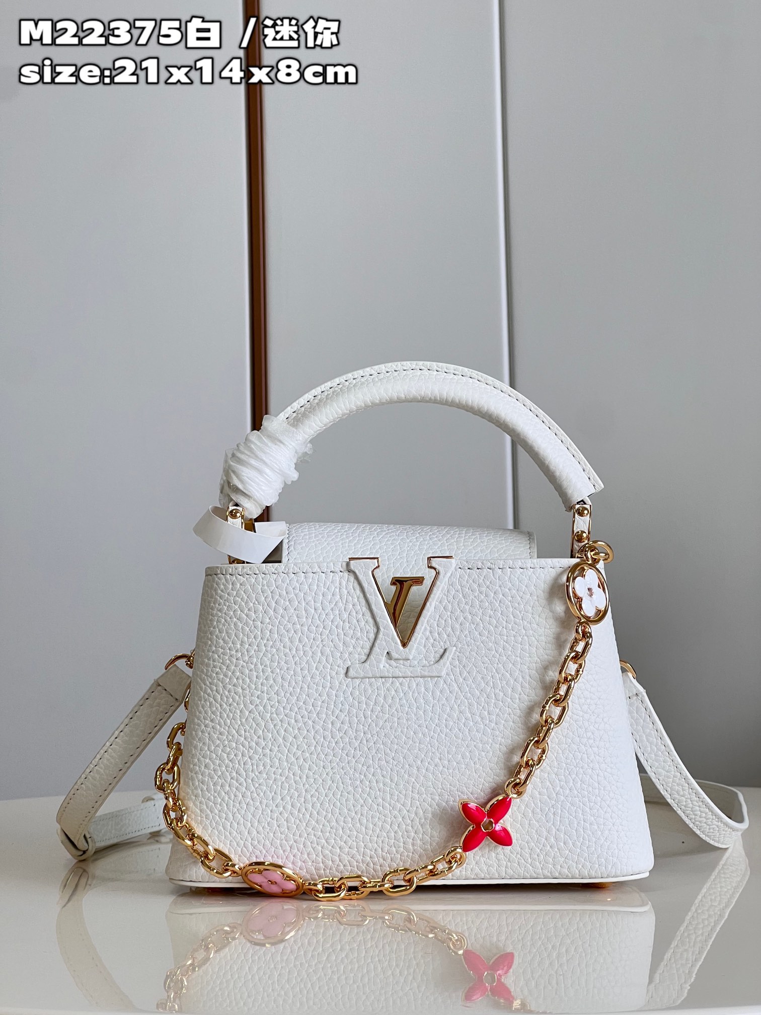 Louis Vuitton LV Capucines Bags Handbags White Taurillon Chains M22375