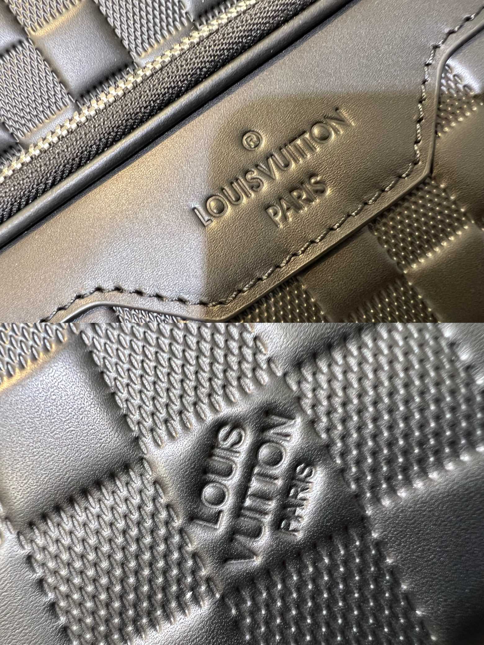 N40306本款 Campus 双肩包为 Damier Infini 皮革压印经典棋盘格纹,再将醒目 V 字压印后侧丝滑皮革 5