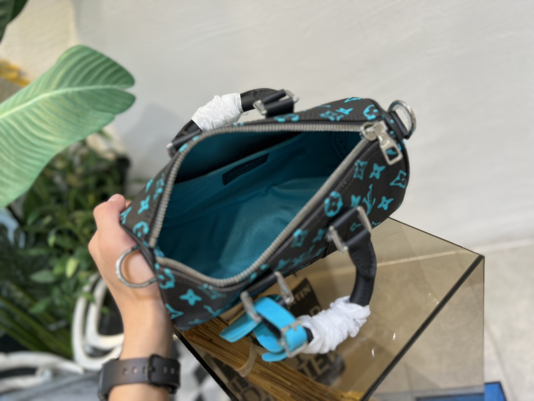 M21938 Blue-Green Floral Men's Pillow Bag Collection - Bag 8