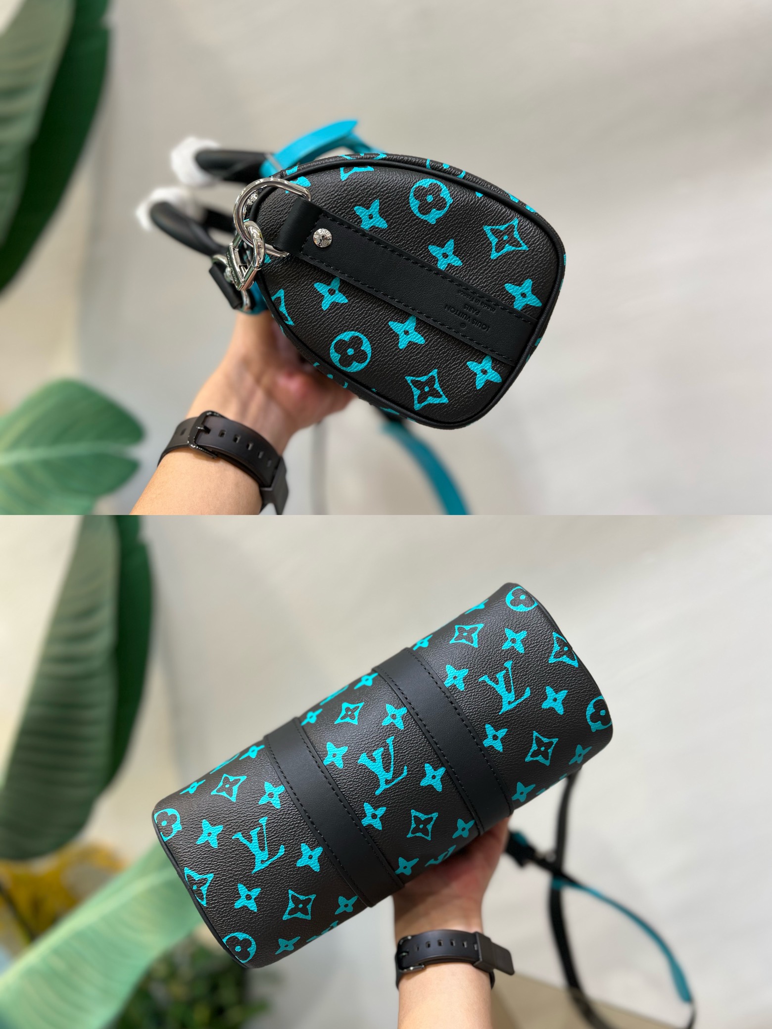 M21938 Blue-Green Floral Men's Pillow Bag Collection - Bag 3