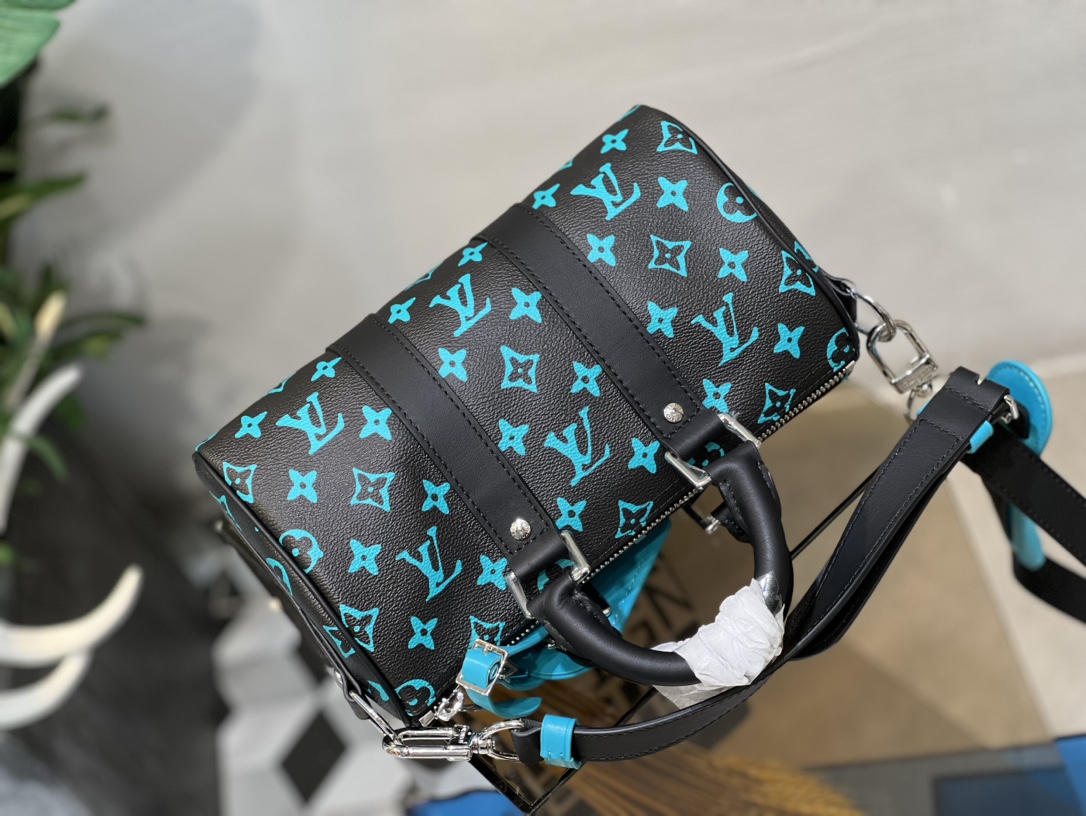 M21938 Blue-Green Floral Men's Pillow Bag Collection - Bag 4