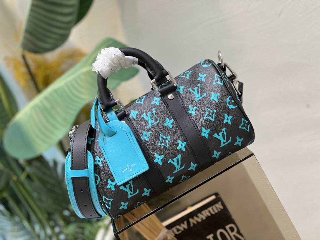 M21938 Blue-Green Floral Men's Pillow Bag Collection - Bag 2