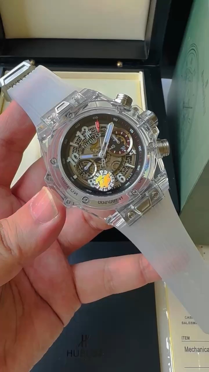 Hublot Big Bang שעונים כחול עבודה פתוחה גומא 7750 Movement חגורת