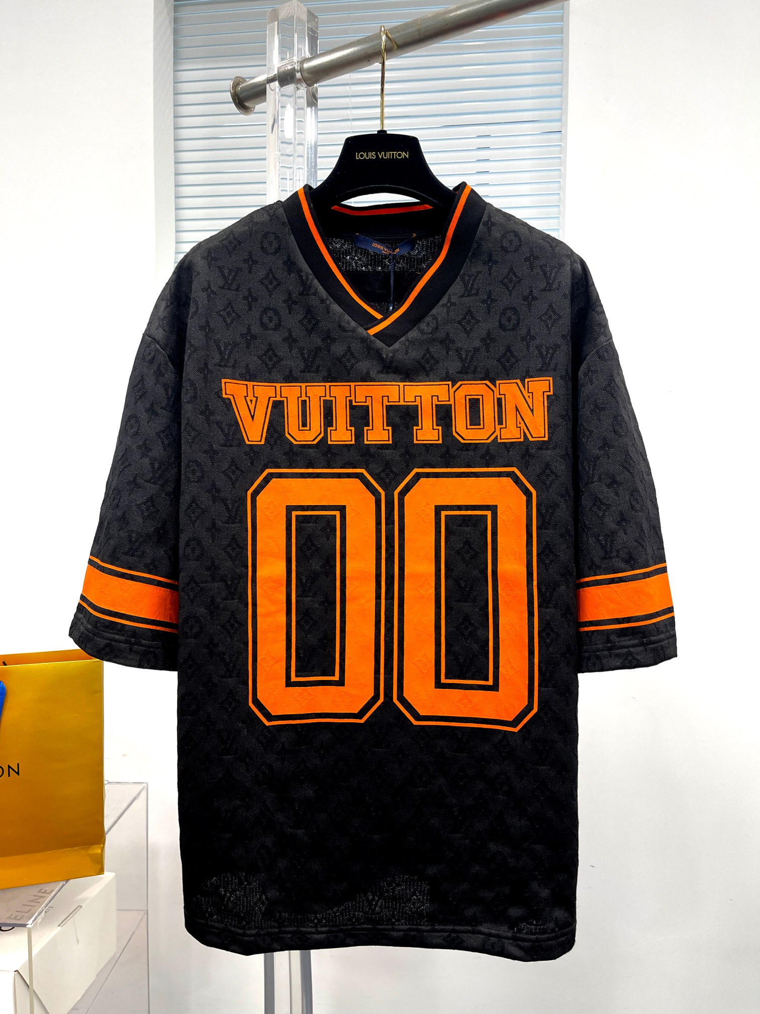 Louis Vuitton Clothing T-Shirt Black Orange Printing Unisex Cotton