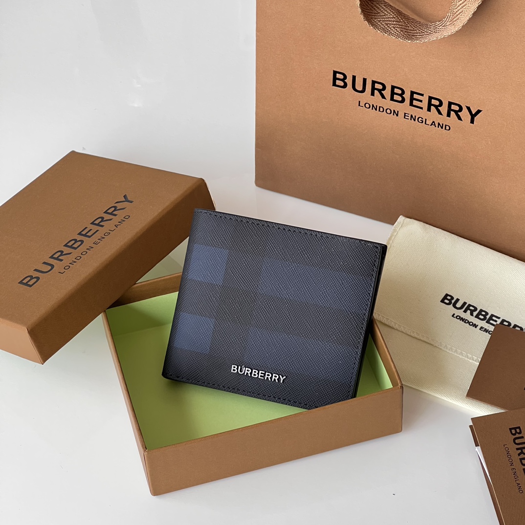 [Burberry Wallets]Plaid short clip wallet decoration iconic plaid design [B Ho