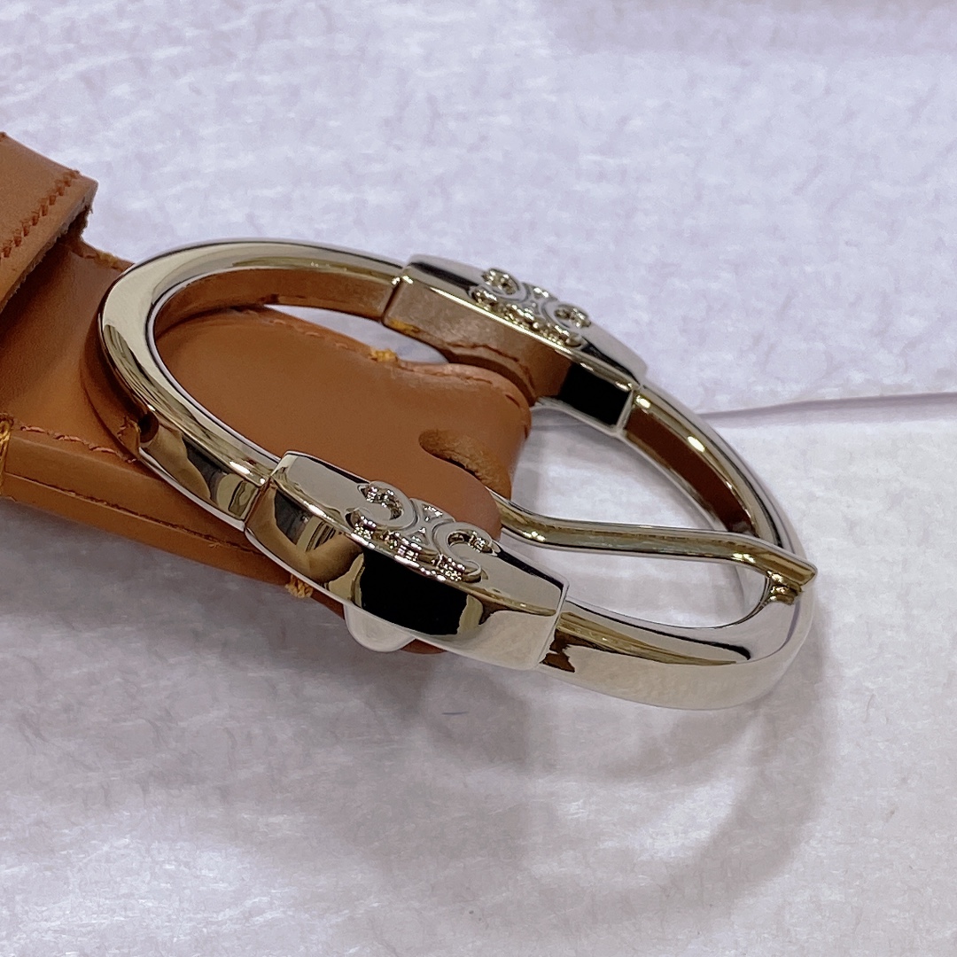 [Celine Belts]O CELINE large 35mm vintage cowhide leather belt. cow leather