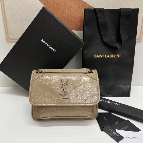 Saint Laurent Niki Baby in Deep Almond Crinkled Vintage Leather Shoulder Bag 1 Saint Laurent Niki Baby in Deep Almond Crinkled Vintage Leather Shoulder Bag