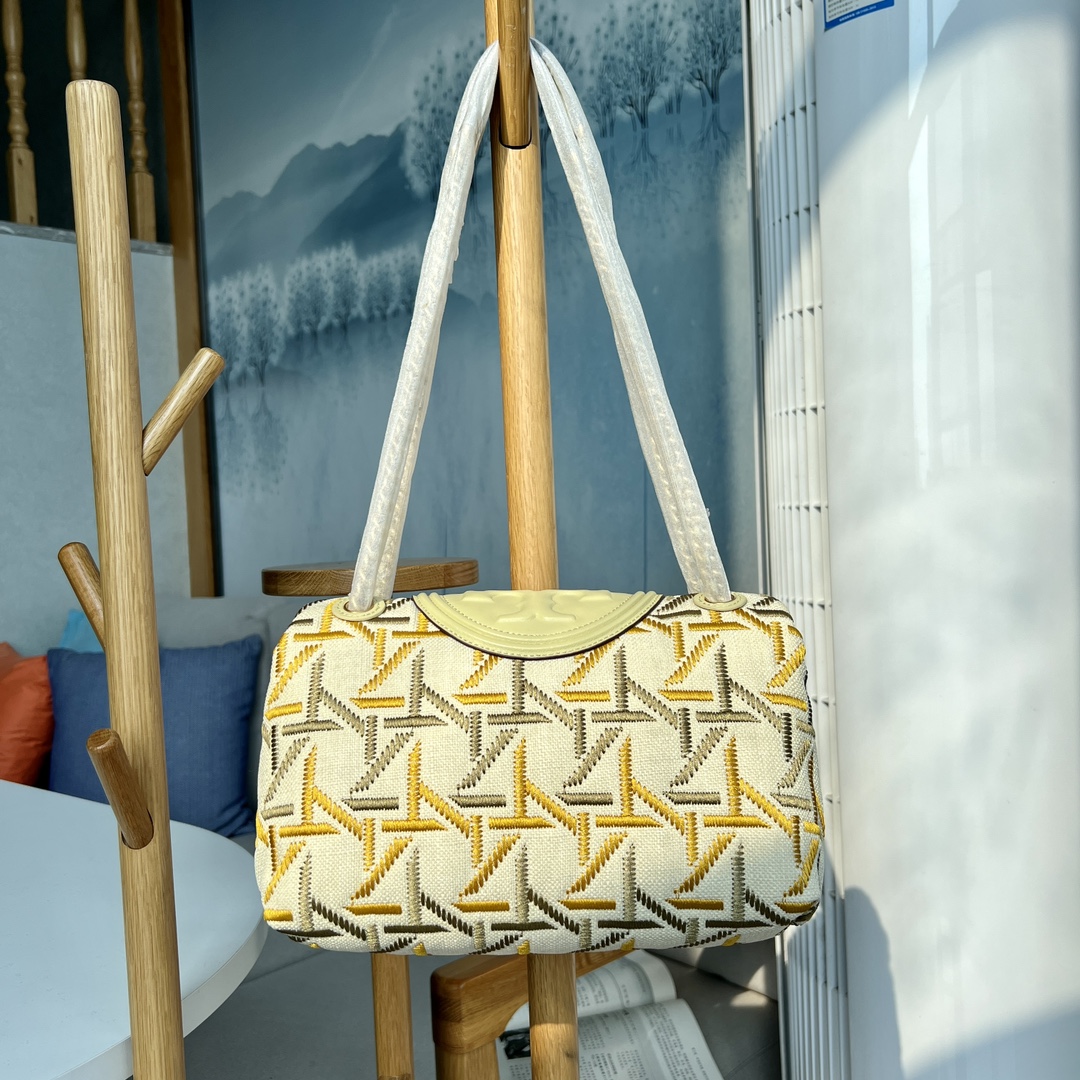 Tory Burch ～Tory burch新款链条盖头包 绣花弗莱明大号 链条伸缩设计
