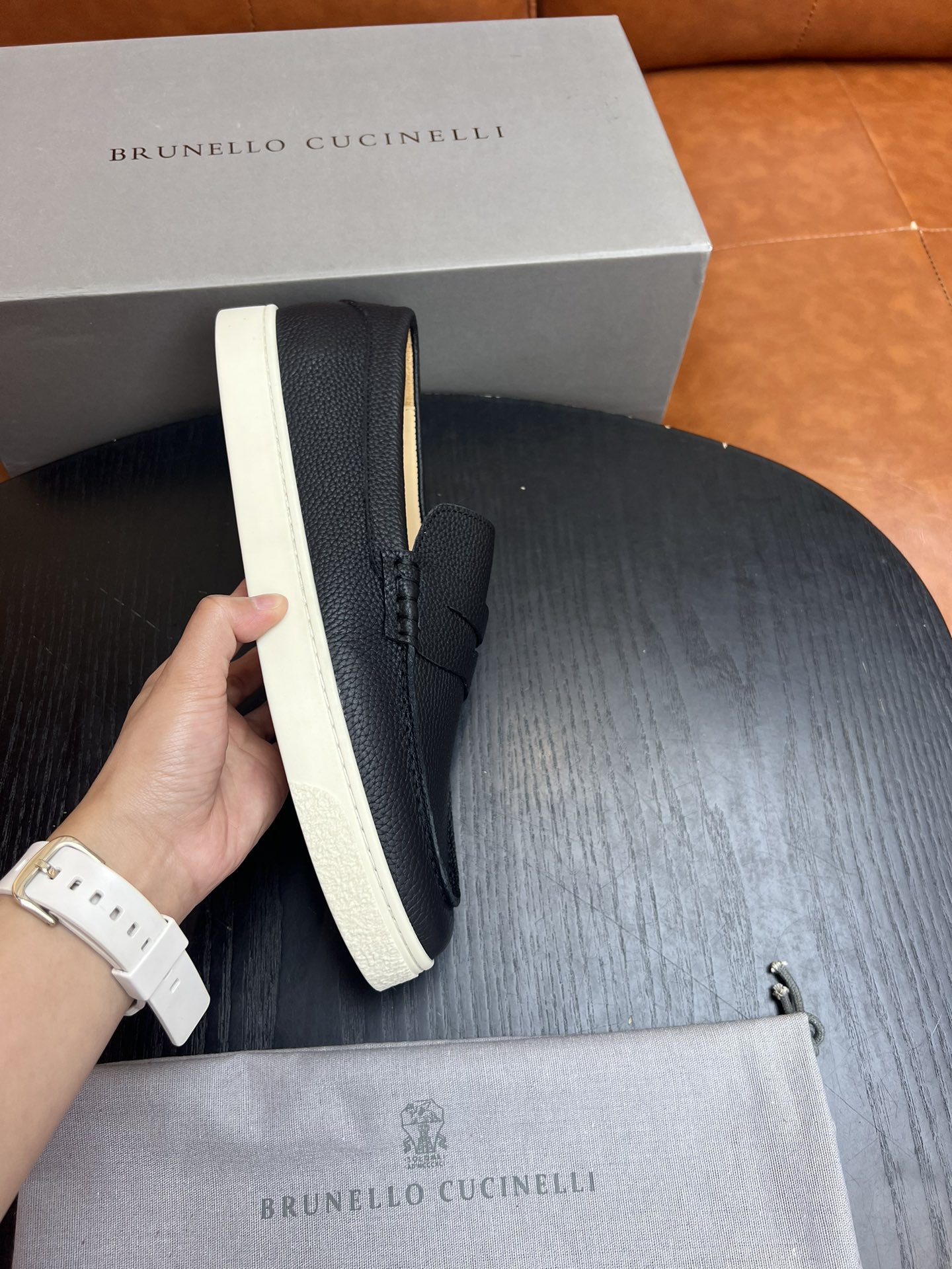 Factory precio Nuevo Brunello Cucinelli zapatos de calzado nuevo, tela con piel de vaca de grano de 