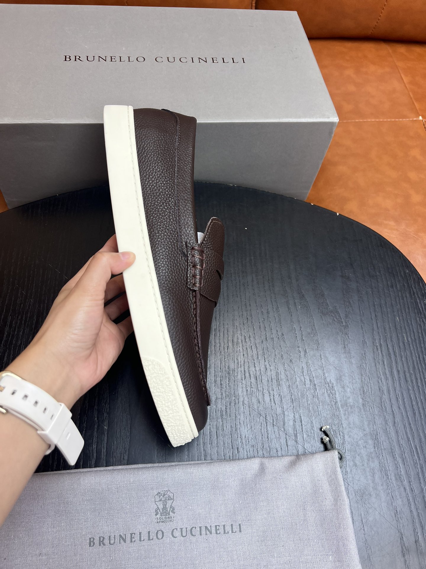 Factory precio Nuevo Brunello Cucinelli zapatos de calzado nuevo, tela con piel de vaca de grano de 