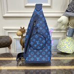 Louis Vuitton Belt Bags & Fanny Packs Crossbody & Shoulder Bags Black Blue Grey Splicing Monogram Canvas Cowhide M21890