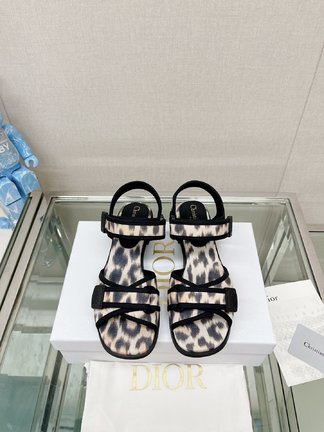 Dior Store Shoes Sandals Leopard Print Rubber Fashion
