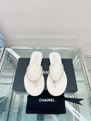 Fashion Chanel Shoes Flip Flops Slippers Genuine Leather Sheepskin Summer Collection Chains