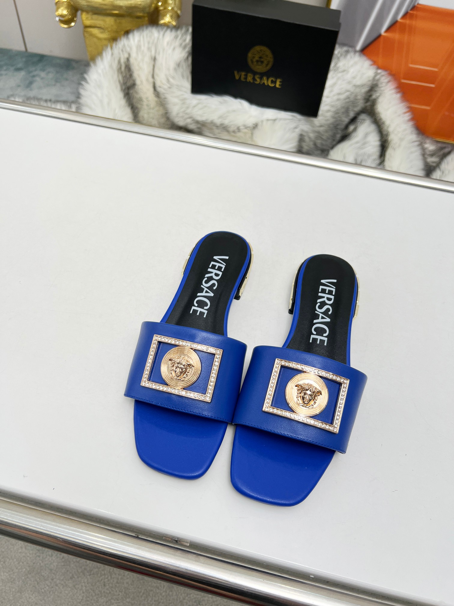 Factory precio: suela de cuero P215 suela de goma P180 yardas: 35-44 (44 se puede pedir) Versace nue