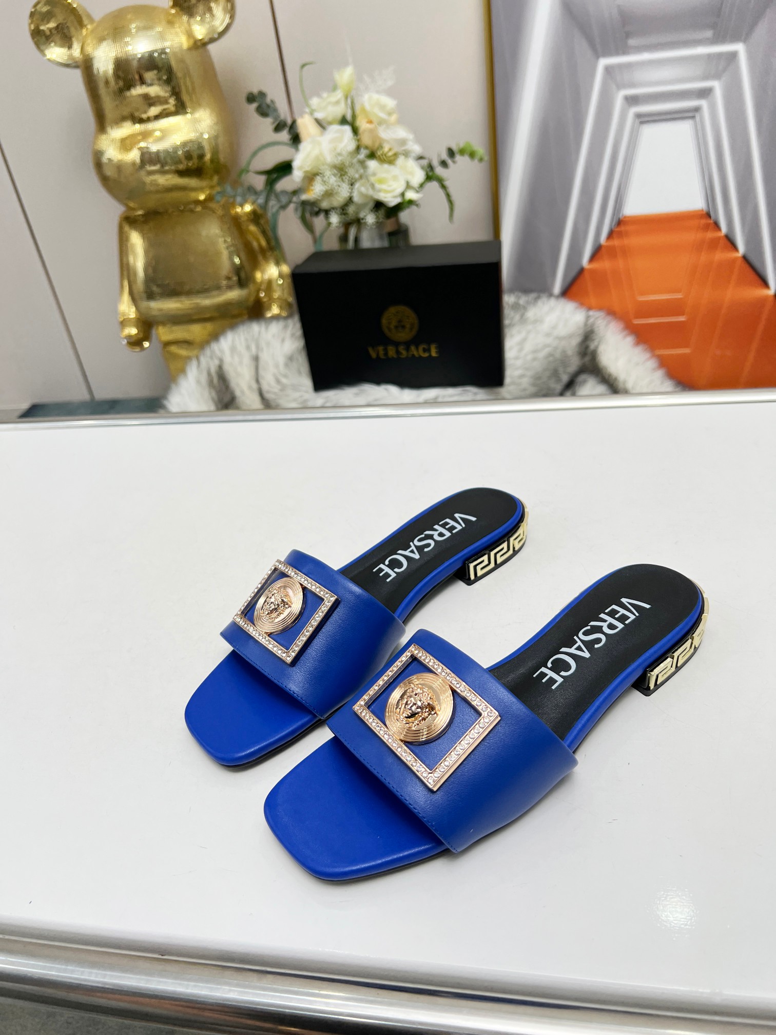 Factory precio: suela de cuero P215 suela de goma P180 yardas: 35-44 (44 se puede pedir) Versace nue