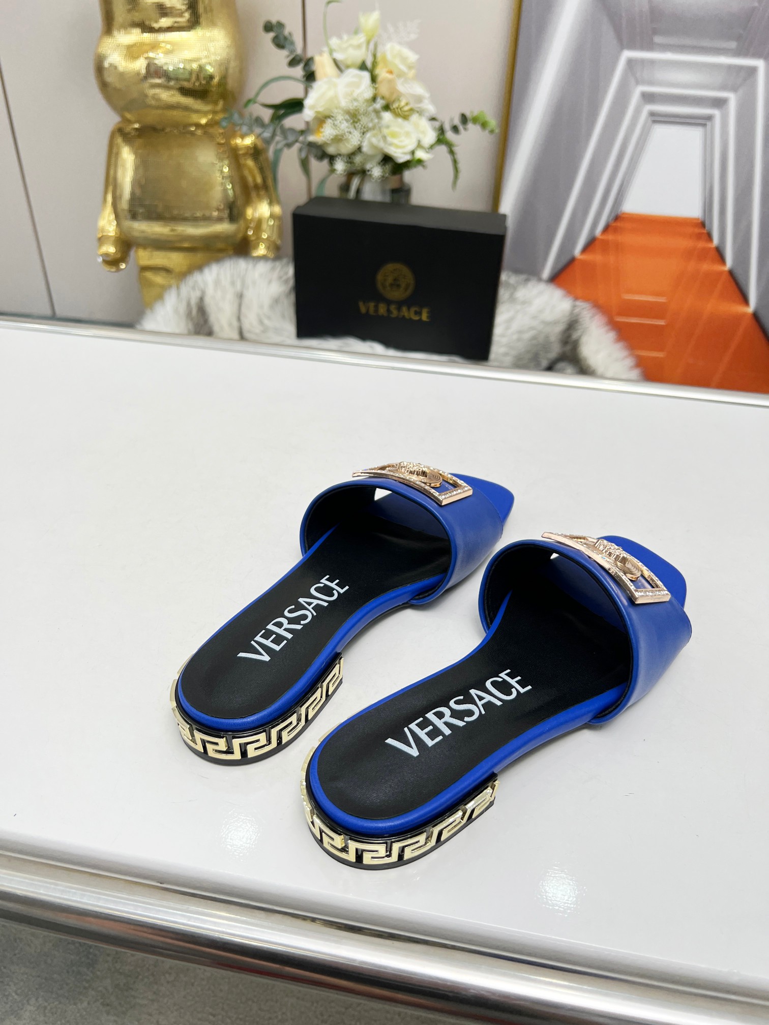 Factory precio: suela de cuero P215 suela de goma P180 yardas: 35-44 (44 se puede pedir) Versace nue