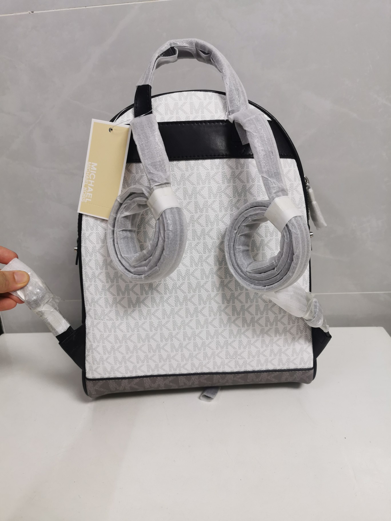 Michael Kors Mk纯原货小字母双肩包拼接女包 RHEA ZIP字母双肩包书包旅行包中号背包