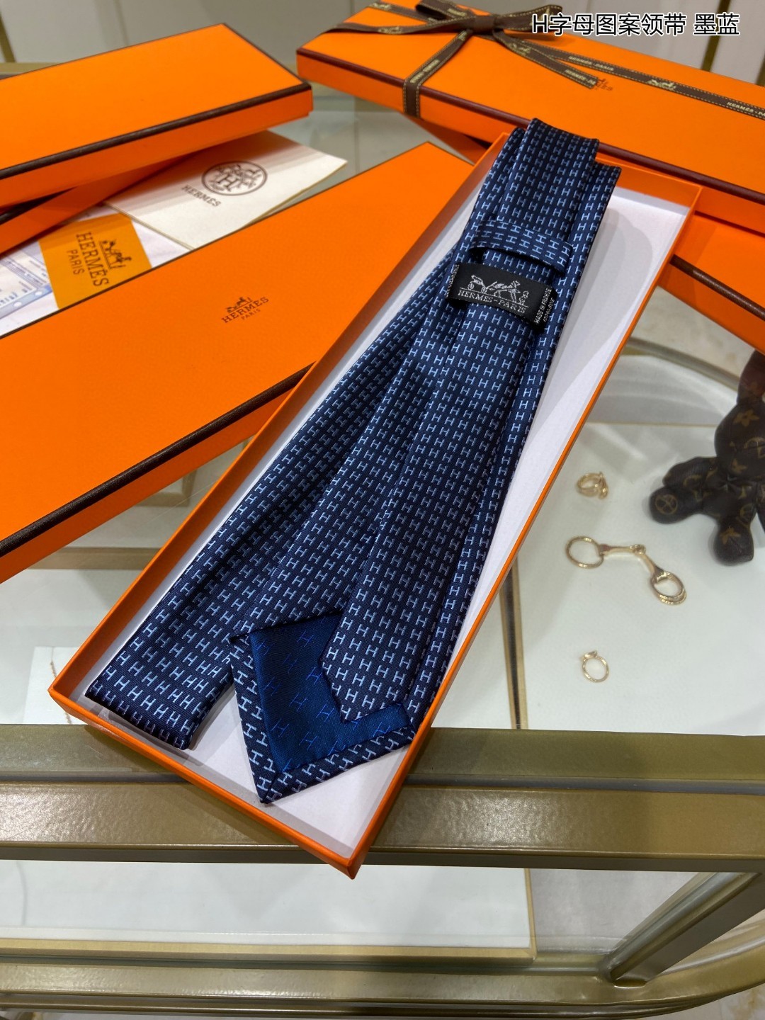 男士新款领带系列H字母图案领带稀有H