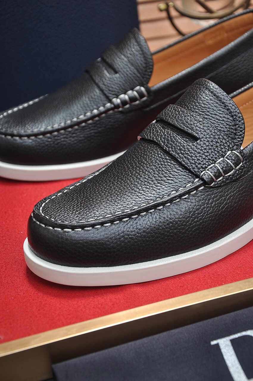 Dior Men's Black Leather Loafers with White Stitching, Sizes 38-45 9 i1685817429 260 7