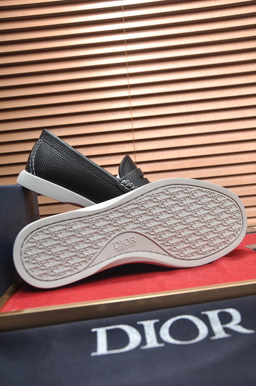 Dior Men's Black Leather Loafers with White Stitching, Sizes 38-45 8 i1685817429 3583 6