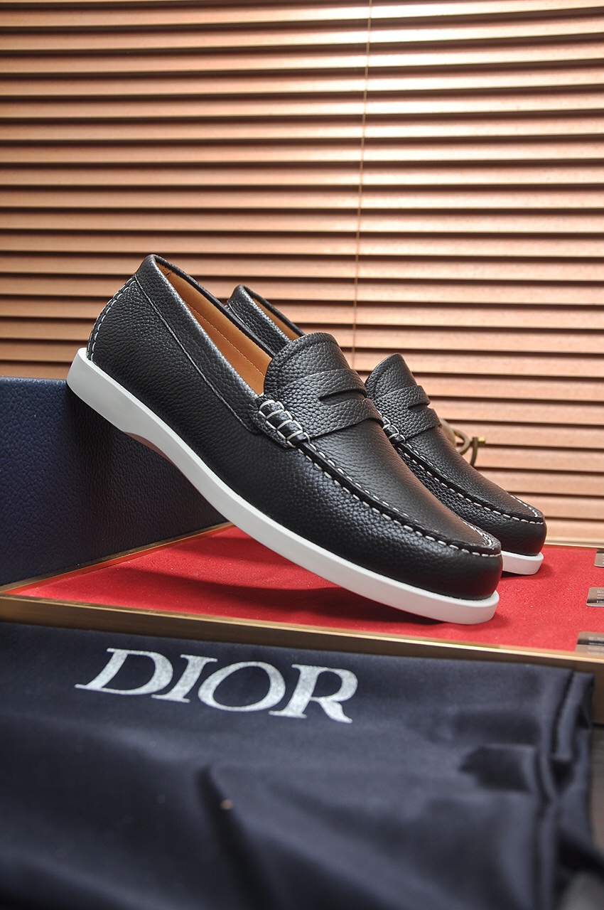 Dior Men's Black Leather Loafers with White Stitching, Sizes 38-45 3 i1685817429 3911 1
