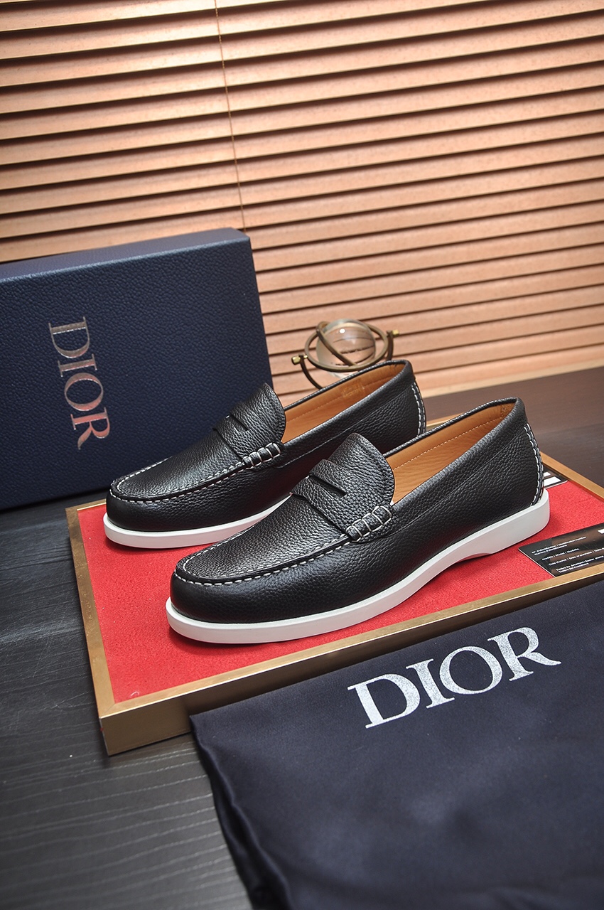 Dior Men's Black Leather Loafers with White Stitching, Sizes 38-45 4 i1685817429 6919 2