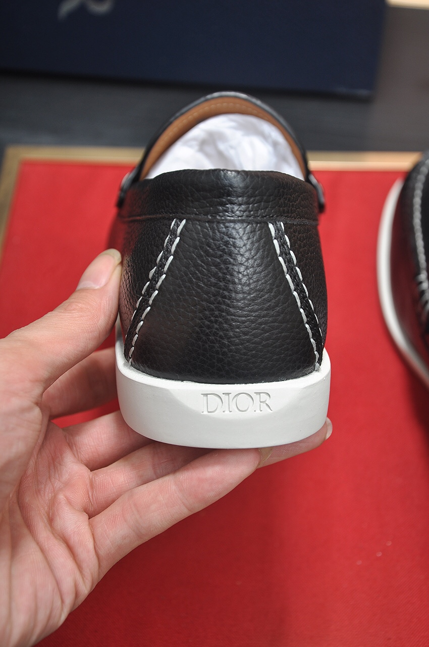 Dior Men's Black Leather Loafers with White Stitching, Sizes 38-45 10 i1685817429 8961 8