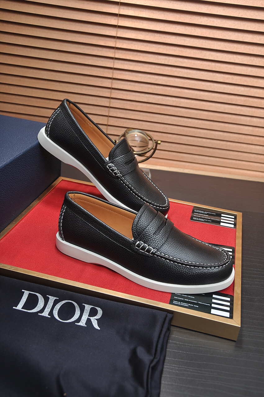 Dior Men's Black Leather Loafers with White Stitching, Sizes 38-45 7 i1685817429 9752 5