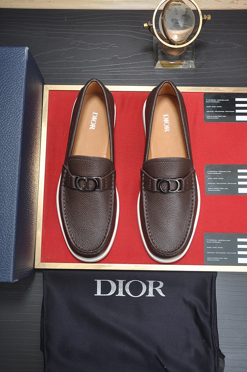 Dior Leather Loafers for Men - Brown with CD Buckle - Sizes 38-44 1 Dior Leather Loafers for Men - Brown with CD Buckle - Sizes 38-44