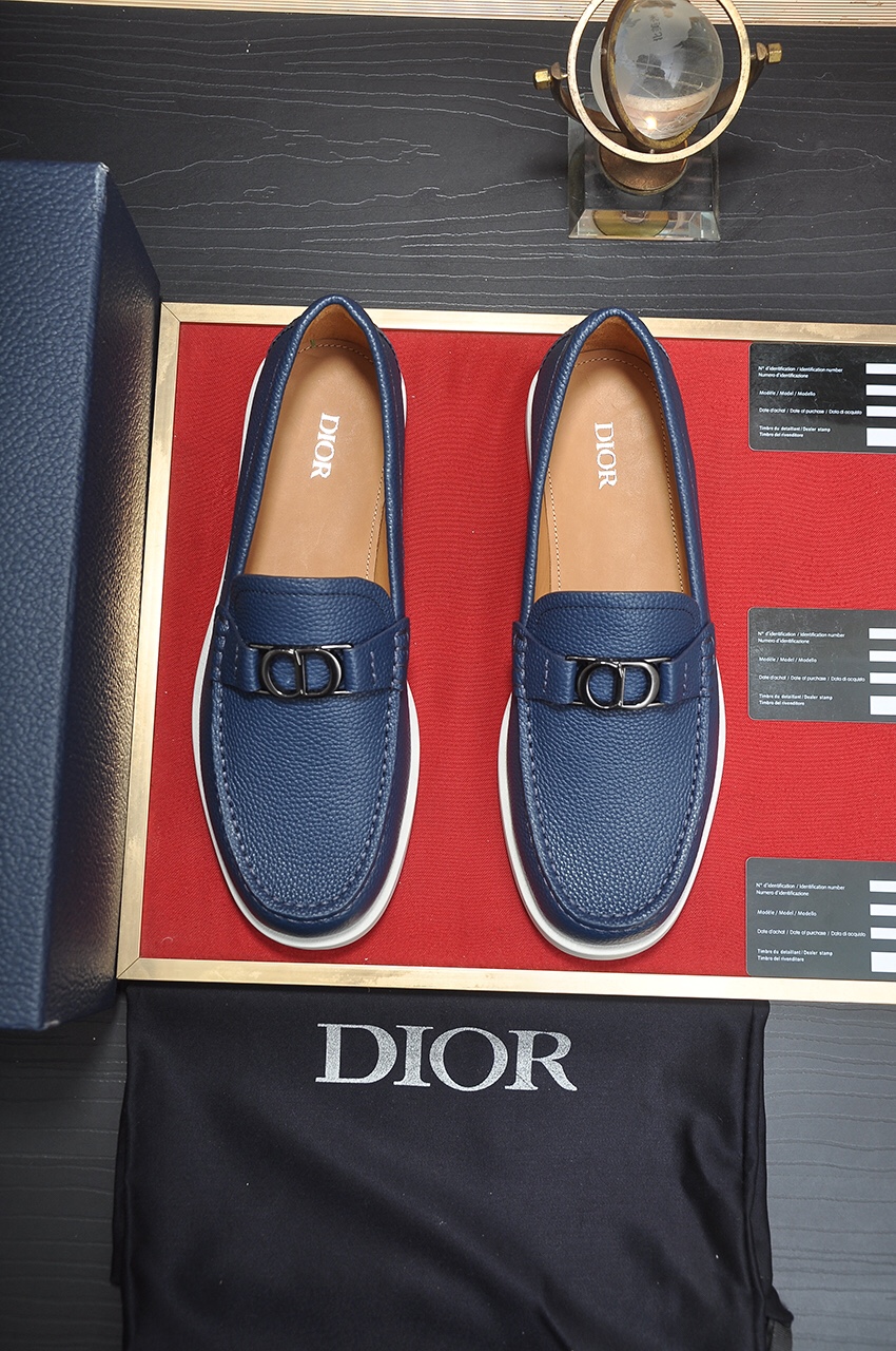 Dior Men's Blue Leather Loafers with CD Buckle, Sizes 38-45 2 i1685817558 4726 0