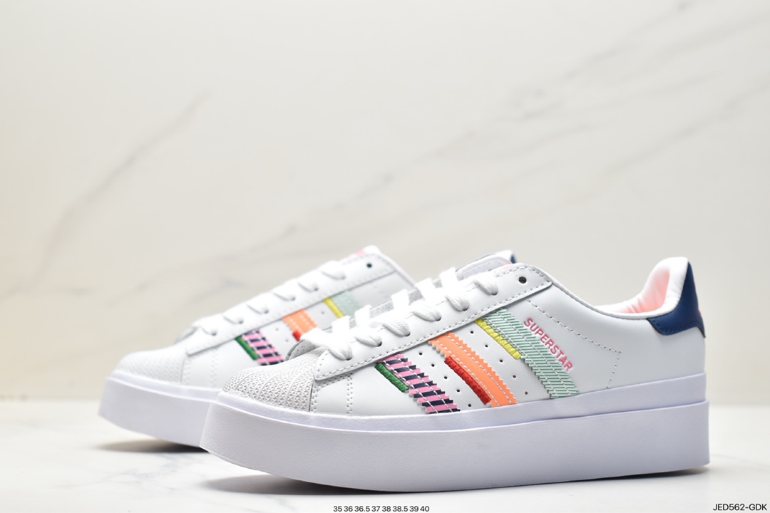 板鞋, 休闲板鞋, Superstar, Originals, GZ2203, adidas originals Superstar, adidas Originals, Adidas - 阿迪达斯 adidas originals Superstar 经典贝壳头 防滑耐磨 低帮 休闲板鞋 女款 白蓝粉 GZ2203