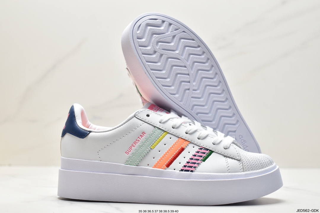 板鞋, 休闲板鞋, Superstar, Originals, GZ2203, adidas originals Superstar, adidas Originals, Adidas - 阿迪达斯 adidas originals Superstar 经典贝壳头 防滑耐磨 低帮 休闲板鞋 女款 白蓝粉 GZ2203