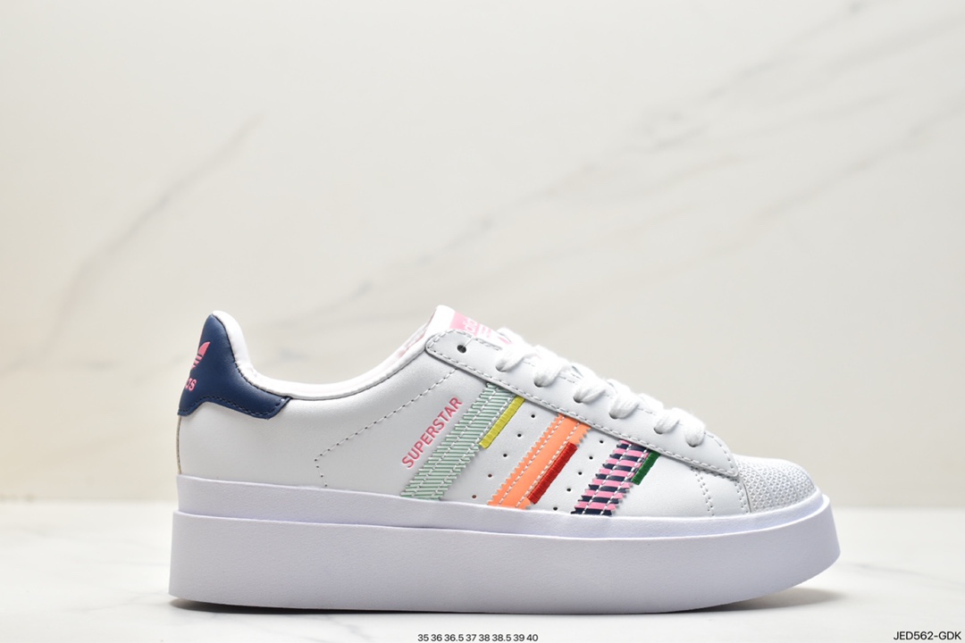 板鞋, 休闲板鞋, Superstar, Originals, GZ2203, adidas originals Superstar, adidas Originals, Adidas - 阿迪达斯 adidas originals Superstar 经典贝壳头 防滑耐磨 低帮 休闲板鞋 女款 白蓝粉 GZ2203