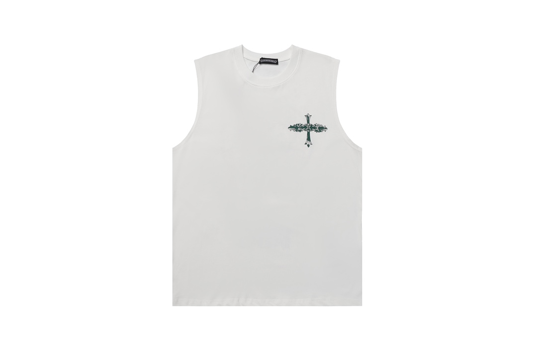 Chrome Hearts Clothing Tank Tops&Camis Black White Printing Unisex Cotton