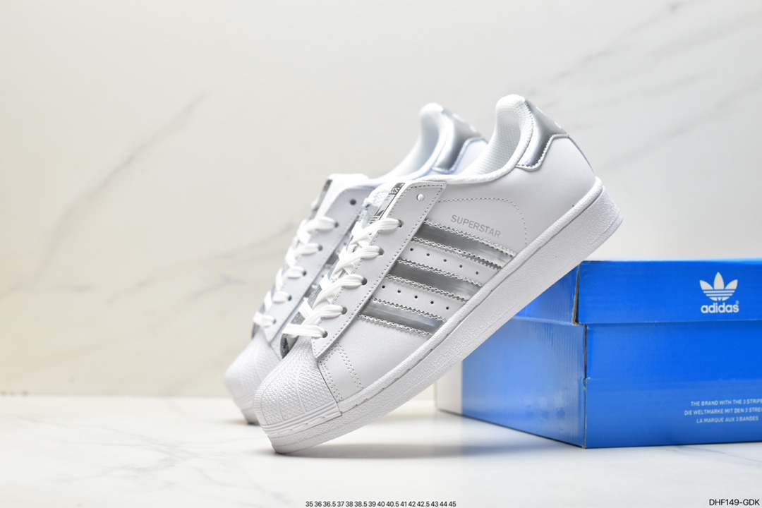 Adidas Superstar W shell toe imitation toe layer soft blue sole casual sneakers