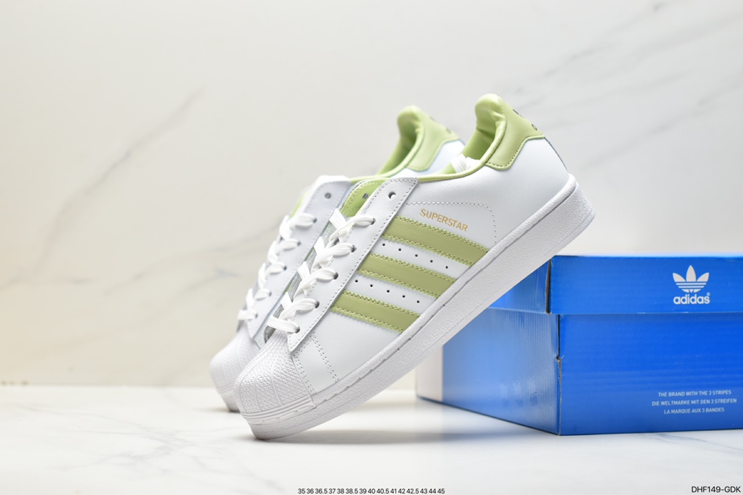 Adidas Superstar W shell toe imitation toe layer soft blue sole casual sneakers