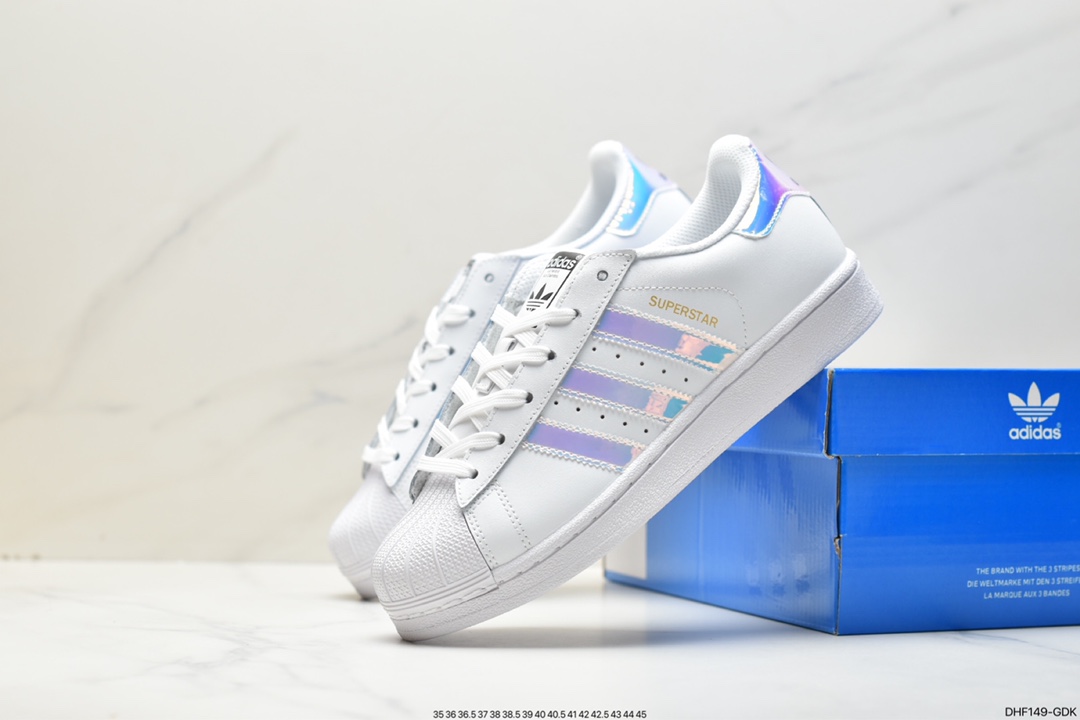 Adidas Superstar W shell toe imitation toe layer soft blue sole casual sneakers