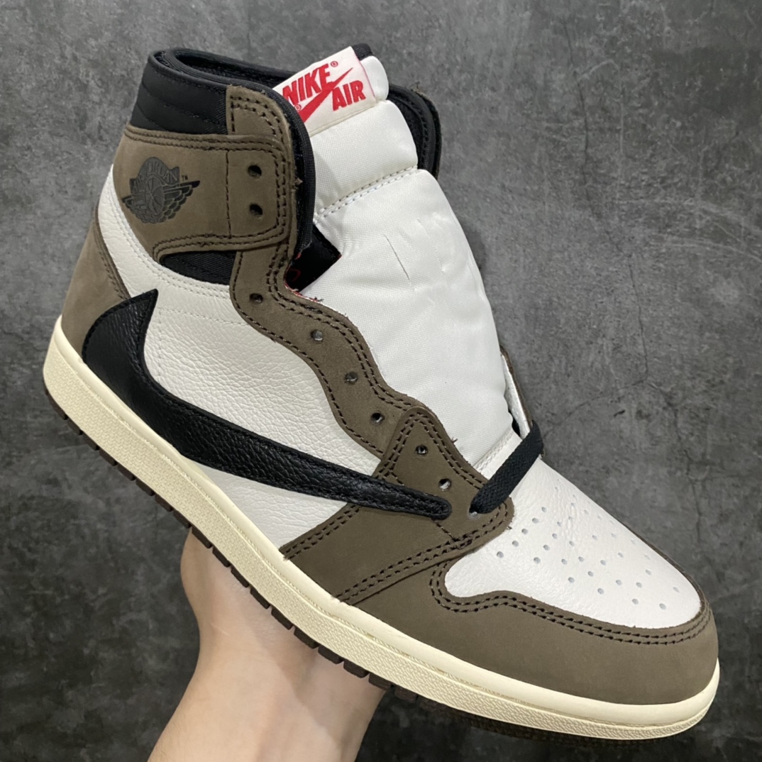 450 【老DT版】Air Jordan 1 x Travis Scott AJ1 x TS联名黑棕倒钩高帮CD4487-100