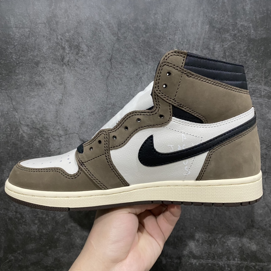 450 【老DT版】Air Jordan 1 x Travis Scott AJ1 x TS联名黑棕倒钩高帮CD4487-100