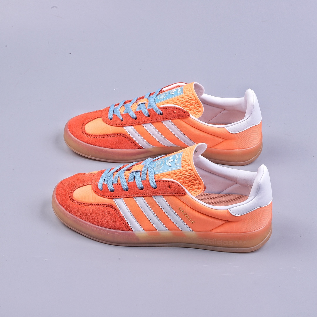 Adidas Originals Gazelle Indoor White Orange Clover Retro Casual Sports Shoes HQ9016