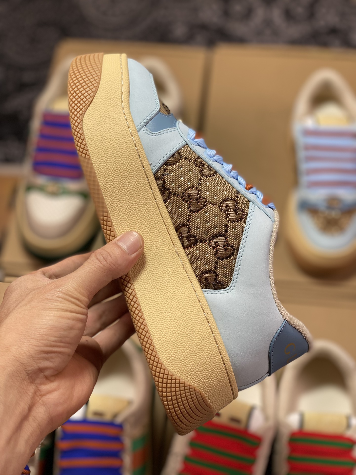 Gucci Double Screener Platform GG Sneaker Low Double prototype series low-top sneakers 670408 1XL10 9018