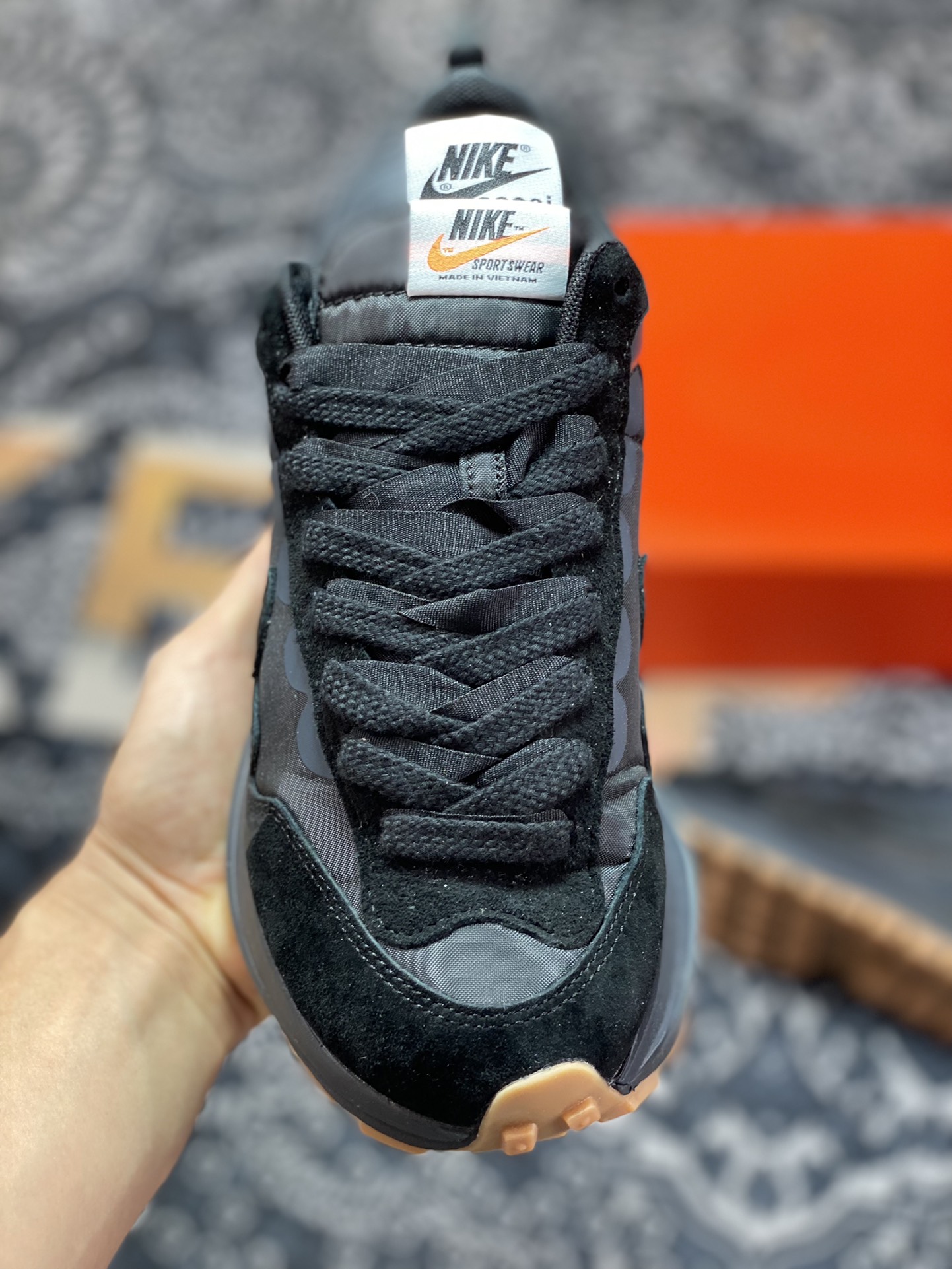 Purely original/unidentifiable Sacai x Nike Vaporwaffle ” Nylon Black ” 3.0 black gray raw rubber DD1875-001