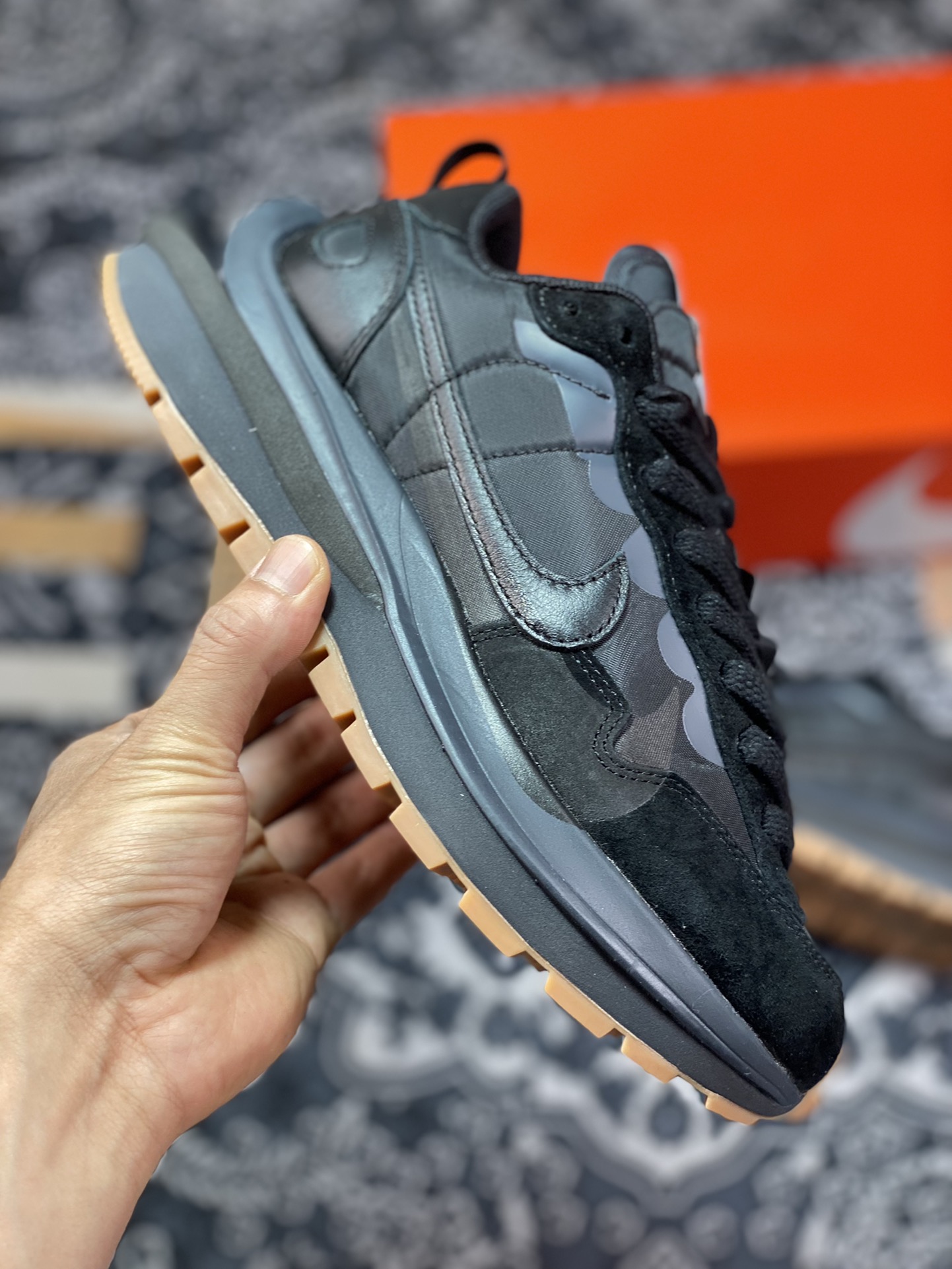 Purely original/unidentifiable Sacai x Nike Vaporwaffle ” Nylon Black ” 3.0 black gray raw rubber DD1875-001